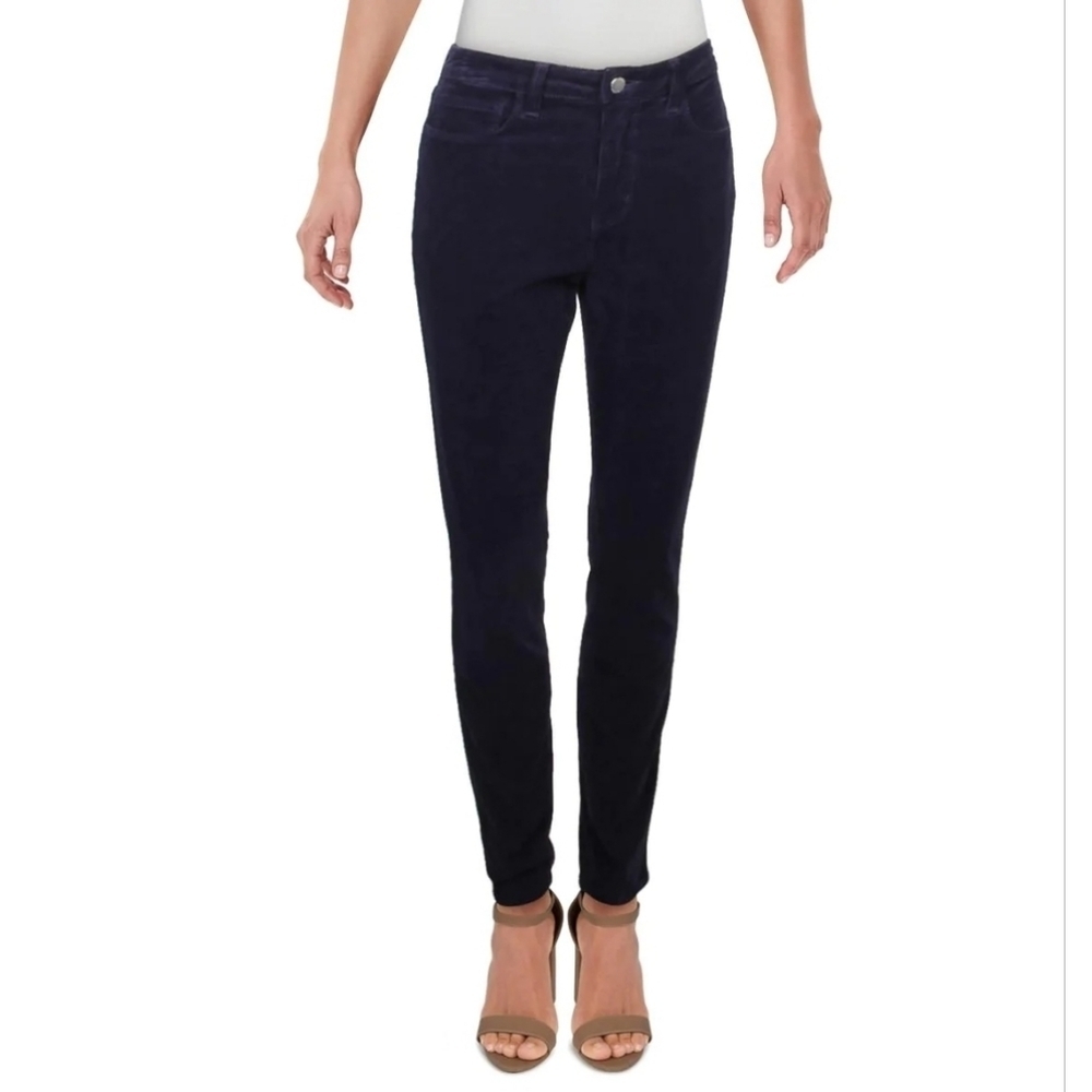 NWT L'AGENCE MARGUERITE 24 HIGH RISE VELVET CORDUROY SKINNY PANTS DARK PURPLE